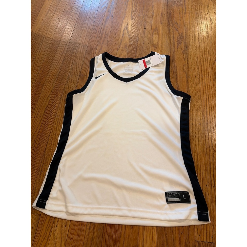 Nike Team Dri-FIT Basketball Jersey Womens Large White Black Sleeveless